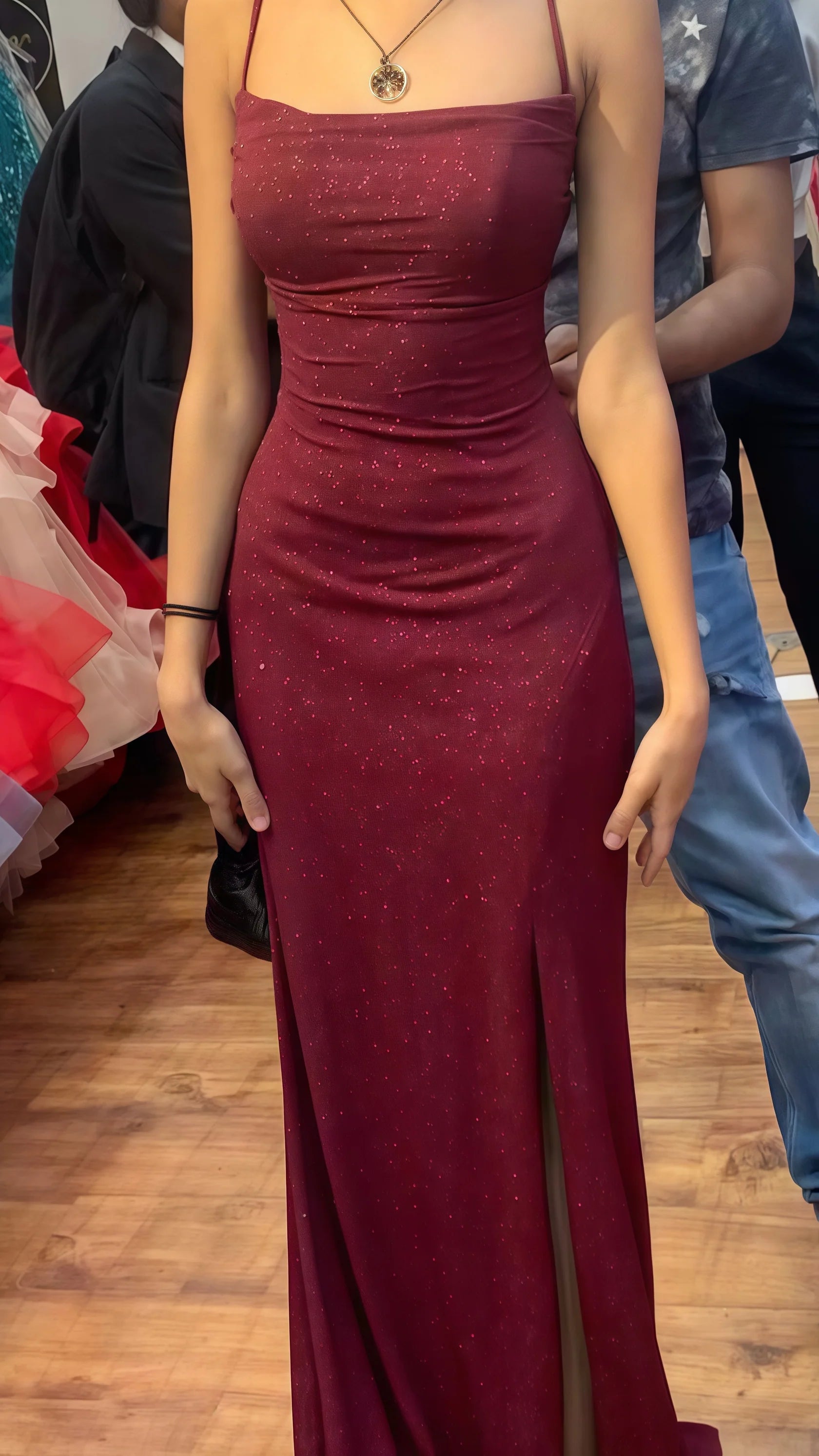 Sexy Mermaid Beautiful elegant and unique design Prom Dress Burgundy Sheath Prom Dress Cross Back Party Dress