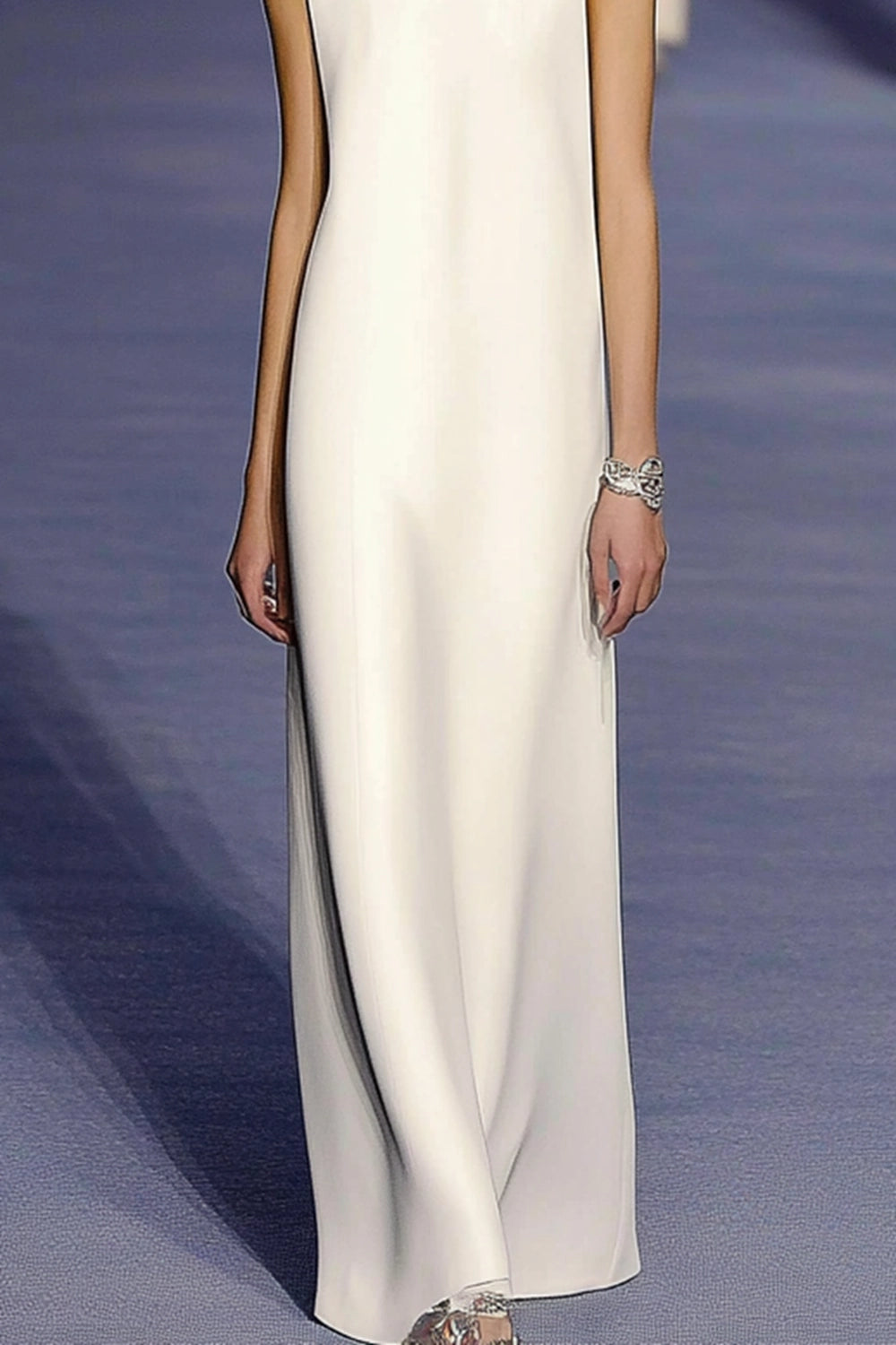 White Evening Gown Minimalist Satin Elegant Maxi Dress Simple beautiful generous and full of charm
