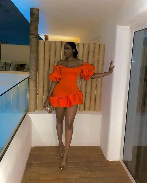 Orange Short Homecoming Dress Sheath Party Dress