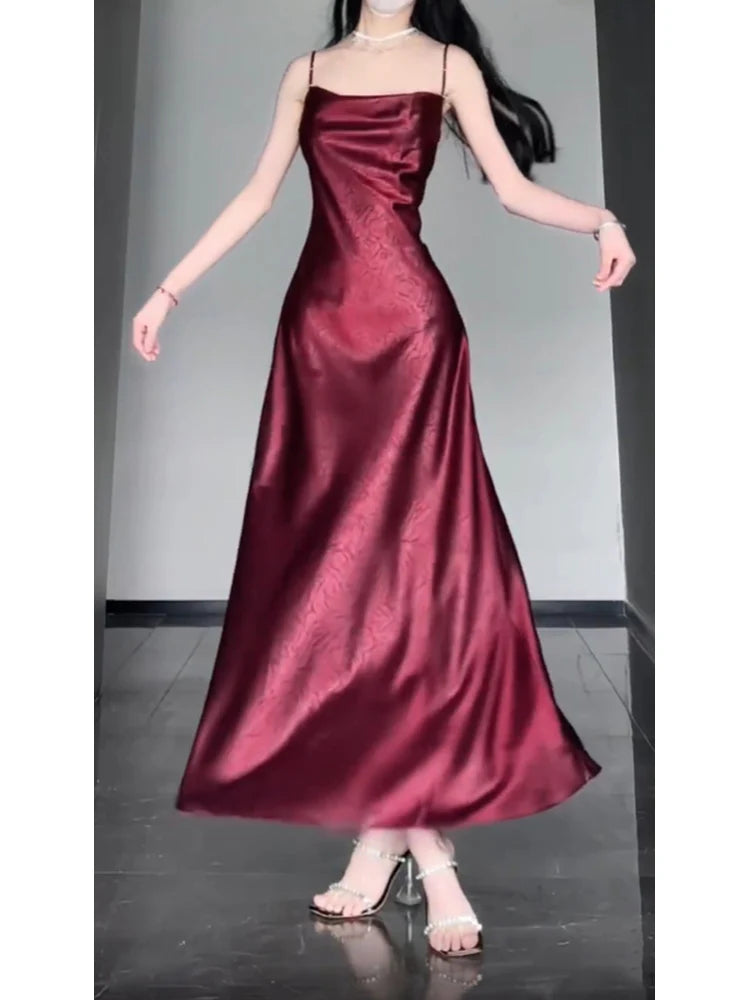 Chic Sheath Spaghetti Straps Christmas Dress Burgundy Prom Dresses Birthday Outfits simple gentle atmospheric and unique desi Bring summer colors to enhance whiteness ﻿