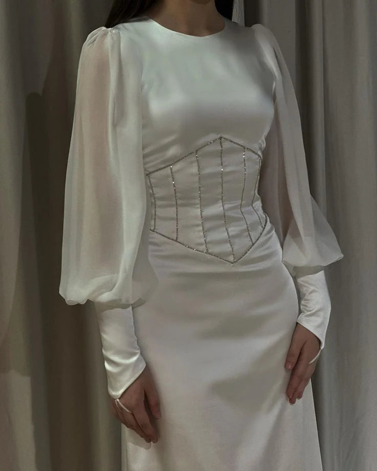Charming Round Neck Long Prom Dresses Formal Evening Dress