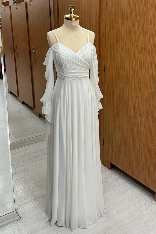 Cold-Shoulder Chiffon Bridesmaid Dress  Simple gentle grand and beautiful