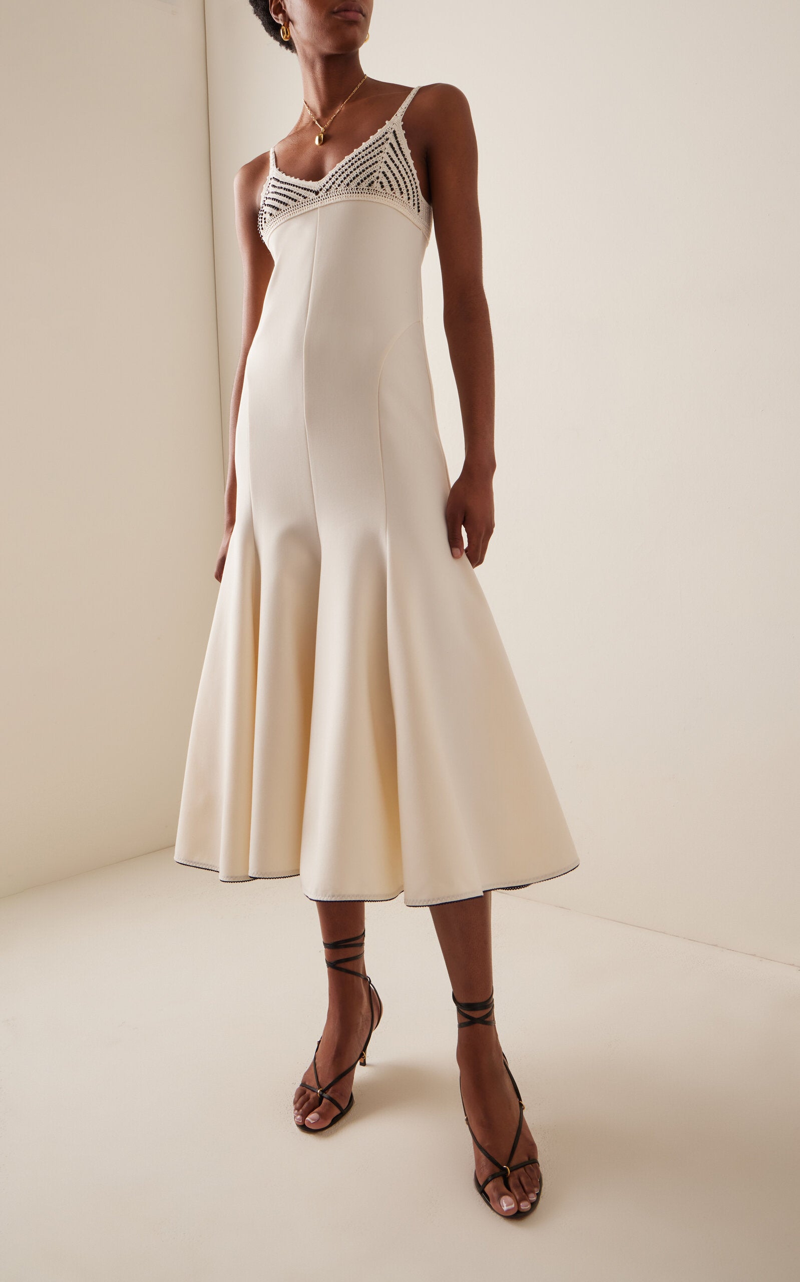 Devi Bead-Embellished Knit-Crepe Midi Dress