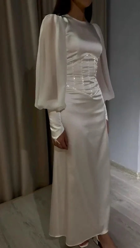 Charming Round Neck Long Prom Dresses Formal Evening Dress