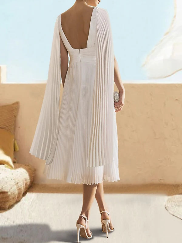 Princess V-Neck Floor-Length Tea-Length Cocktail Dress with Watteau Train Simple gentle beautiful and unique design