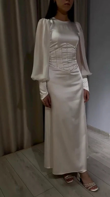 Charming Round Neck Long Prom Dresses Formal Evening Dress