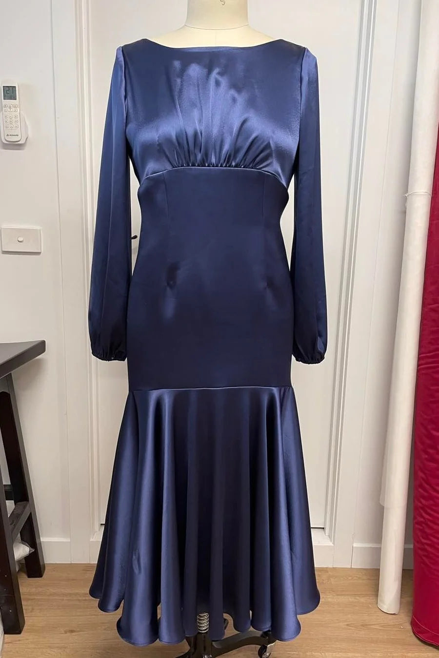 Regency Satin Mermaid Long Sleeves Mother of the Bride Dress