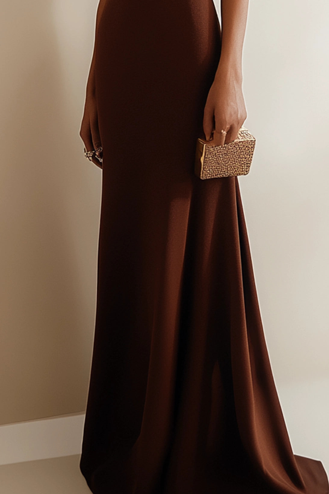 Work Maxi Dress Half Sleeve Brown Dress Simple beautiful generous and full of charm