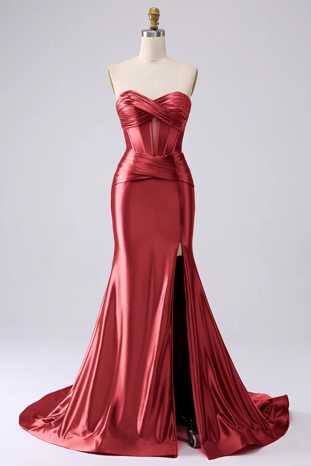 Sparkly Mermaid Sweetheart Corset Royal Blue Long Prom Dress with Slit