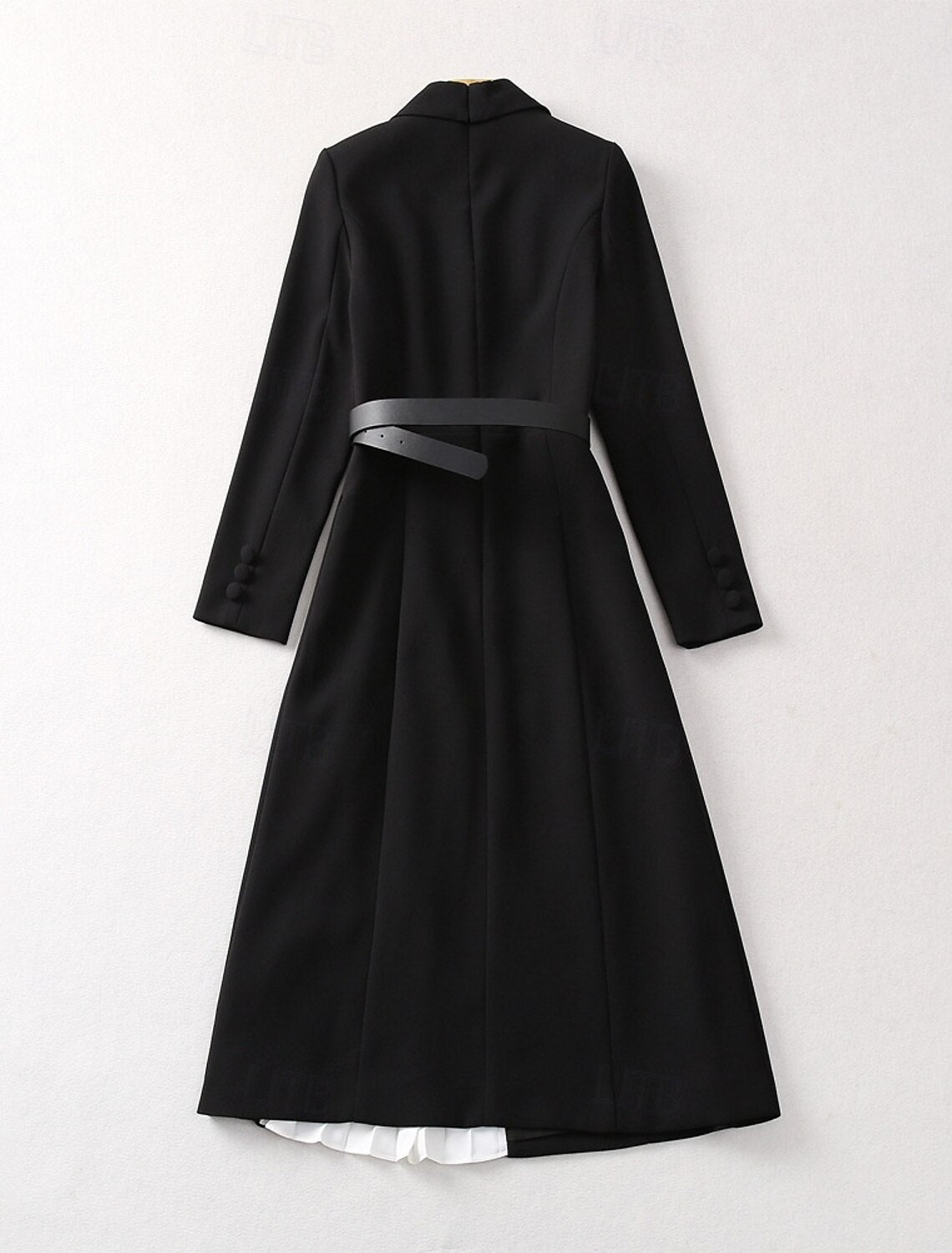 Dress Mother of the Bride Dress Elegant Vintage Party Shirt Collar Tea Length Stretch Fabric Long Sleeve with Color Block Dress