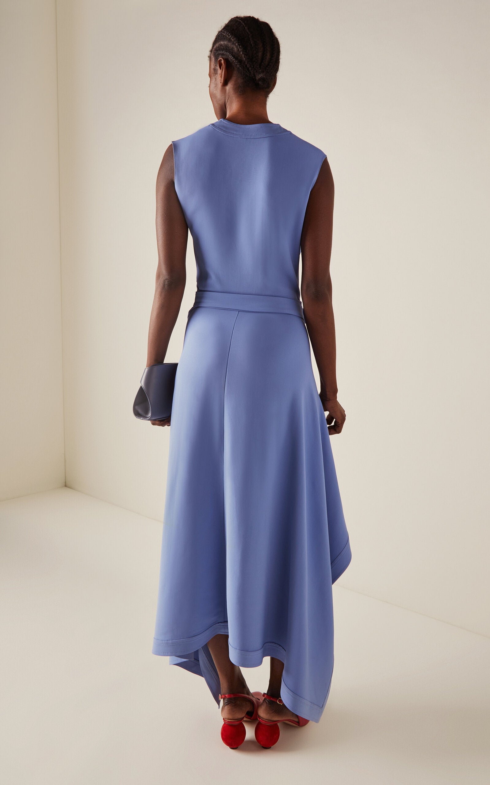 Asymmetric Crepe Midi Dress Full of charm simple and atmospheric