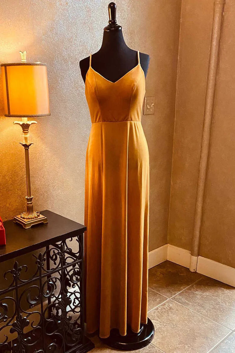 Velvet Backless Long Bridesmaid Dress Gentle beautiful and generous