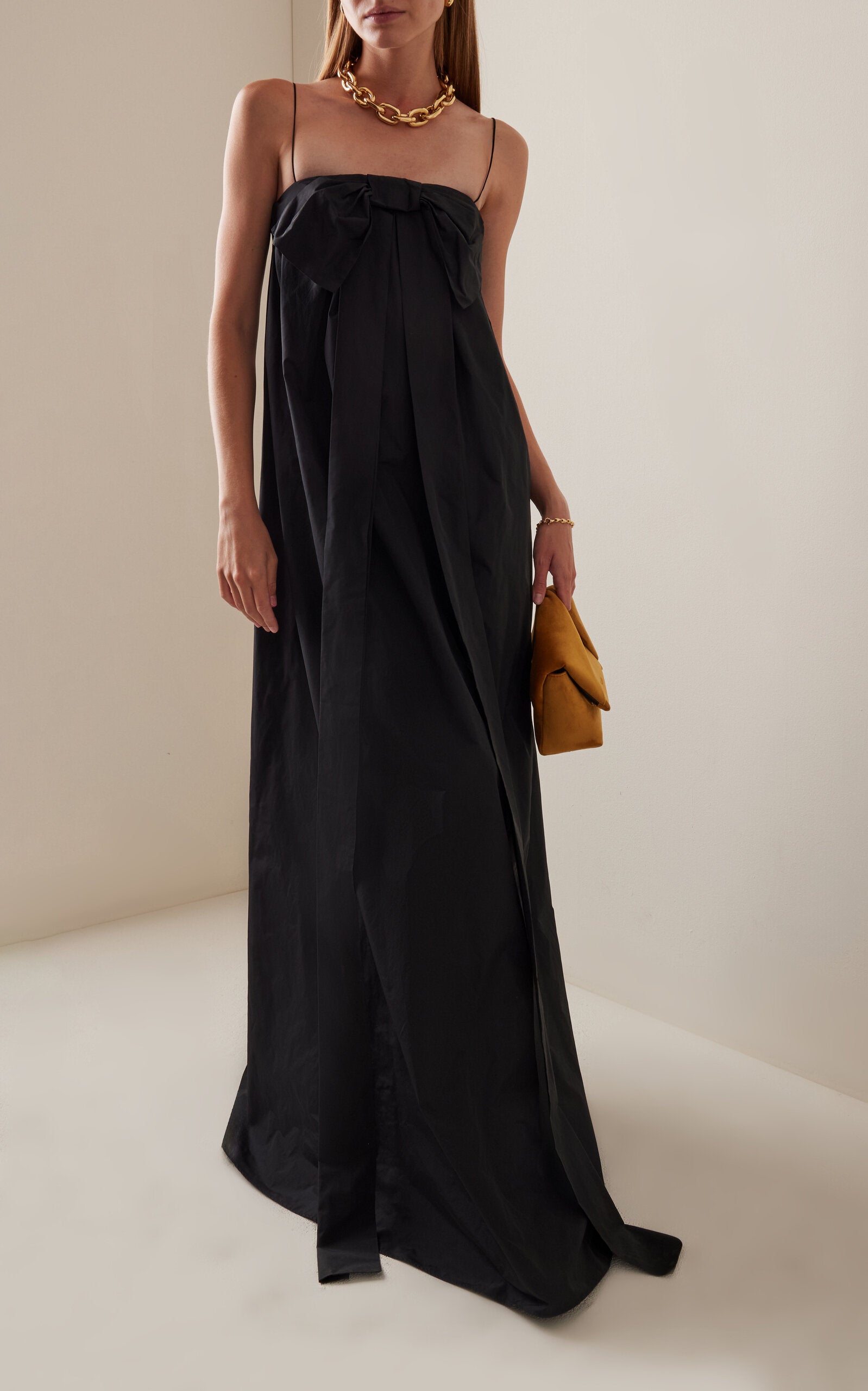 Estelle Bow-Detailed Taffeta Maxi Dress Simple gentle beautiful and grand