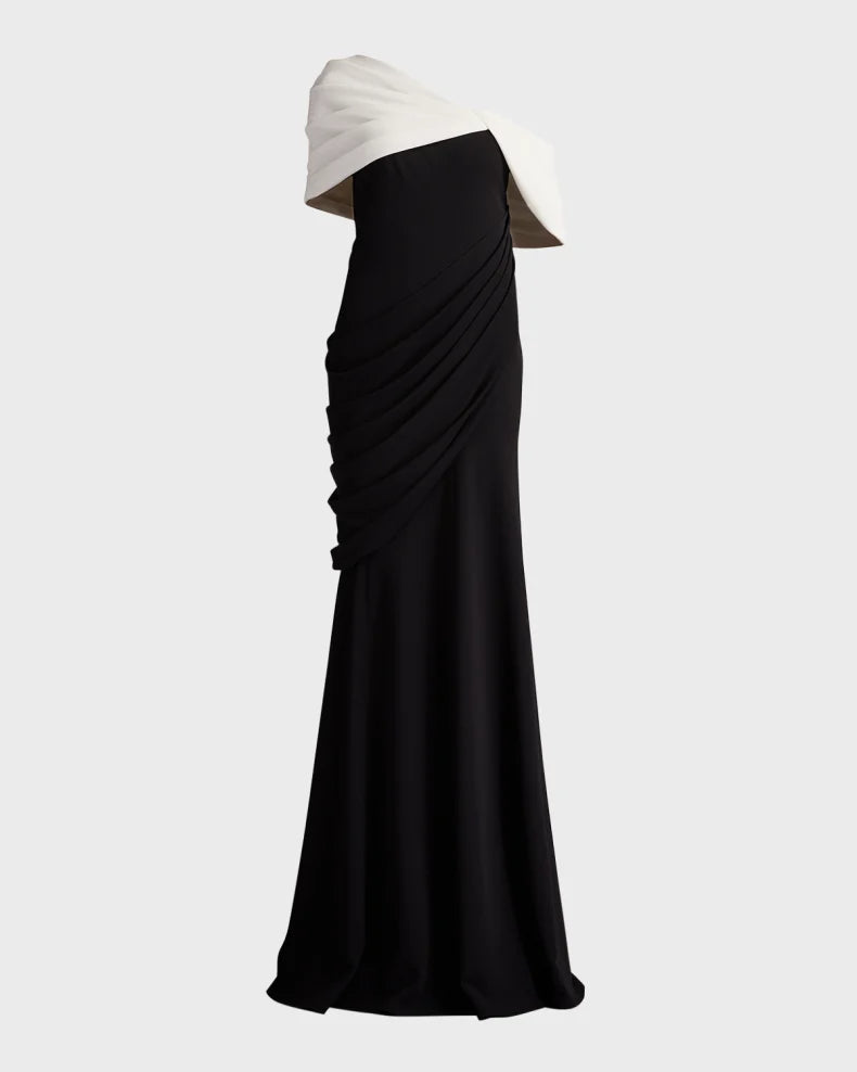 Charming and unique design Beautiful generous simple One-Shoulder Draped Crepe Gown