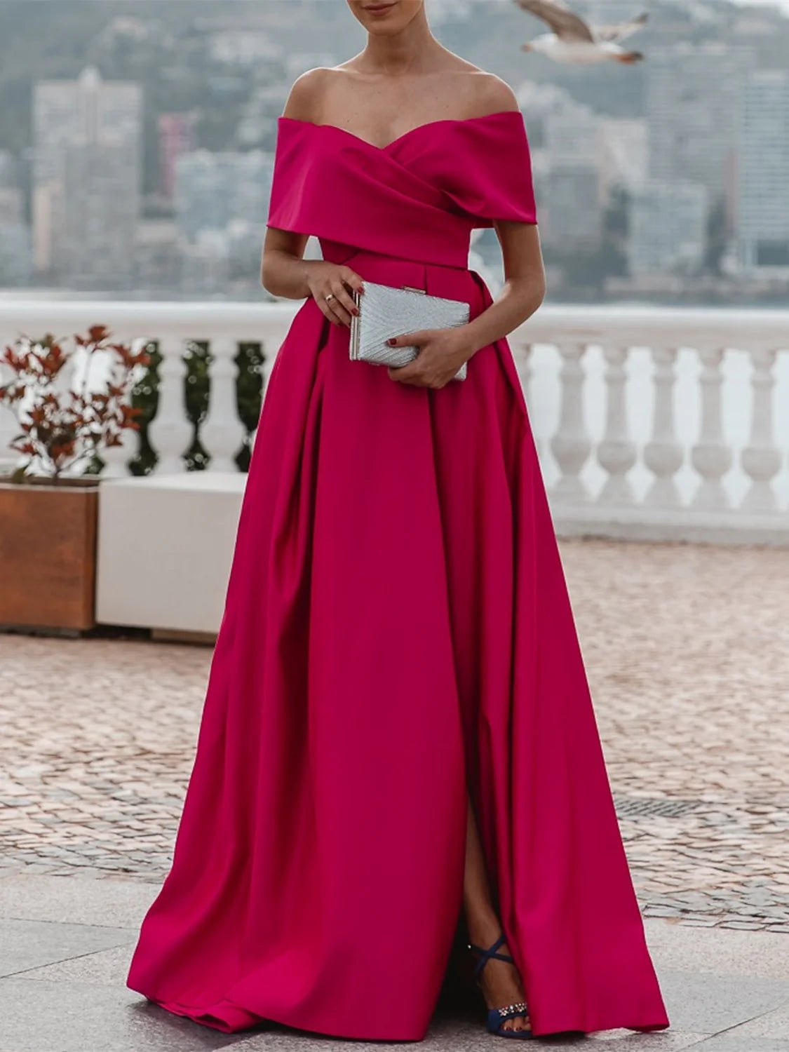 Princess Off-the-shoulder Short Sleeves Floor Length Evening Dress Simple gentle beautiful and unique design