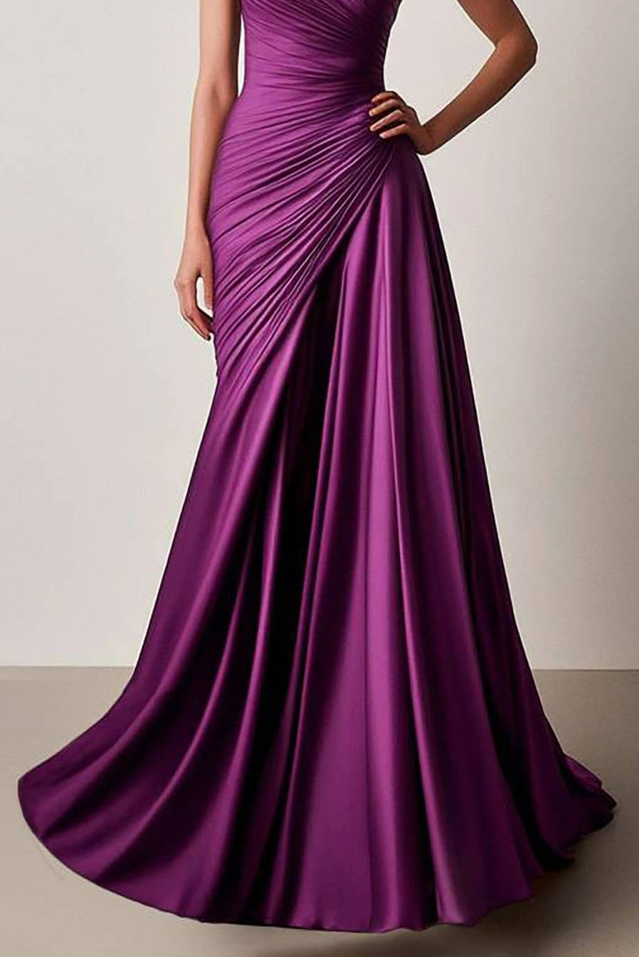 Formal Pleated Dress Purple Strapless Floor-Length Dress