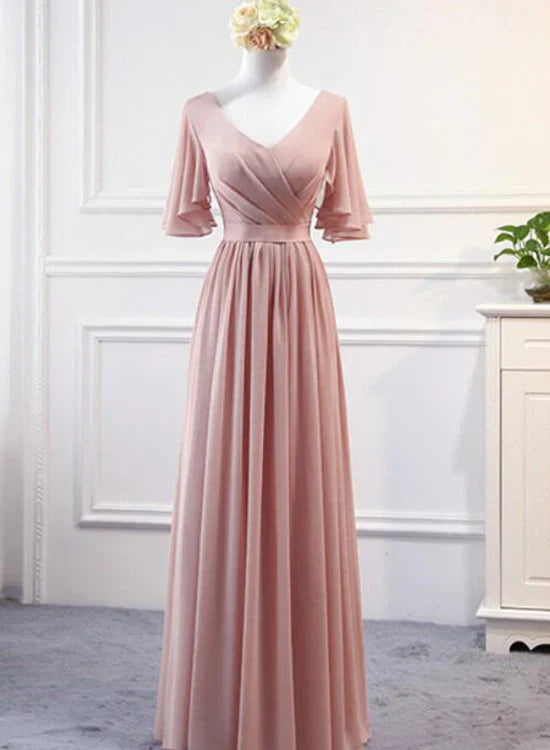 Chiffon Bridesmaid Dresses Long Formal Gowns Party Dresses Lace Up