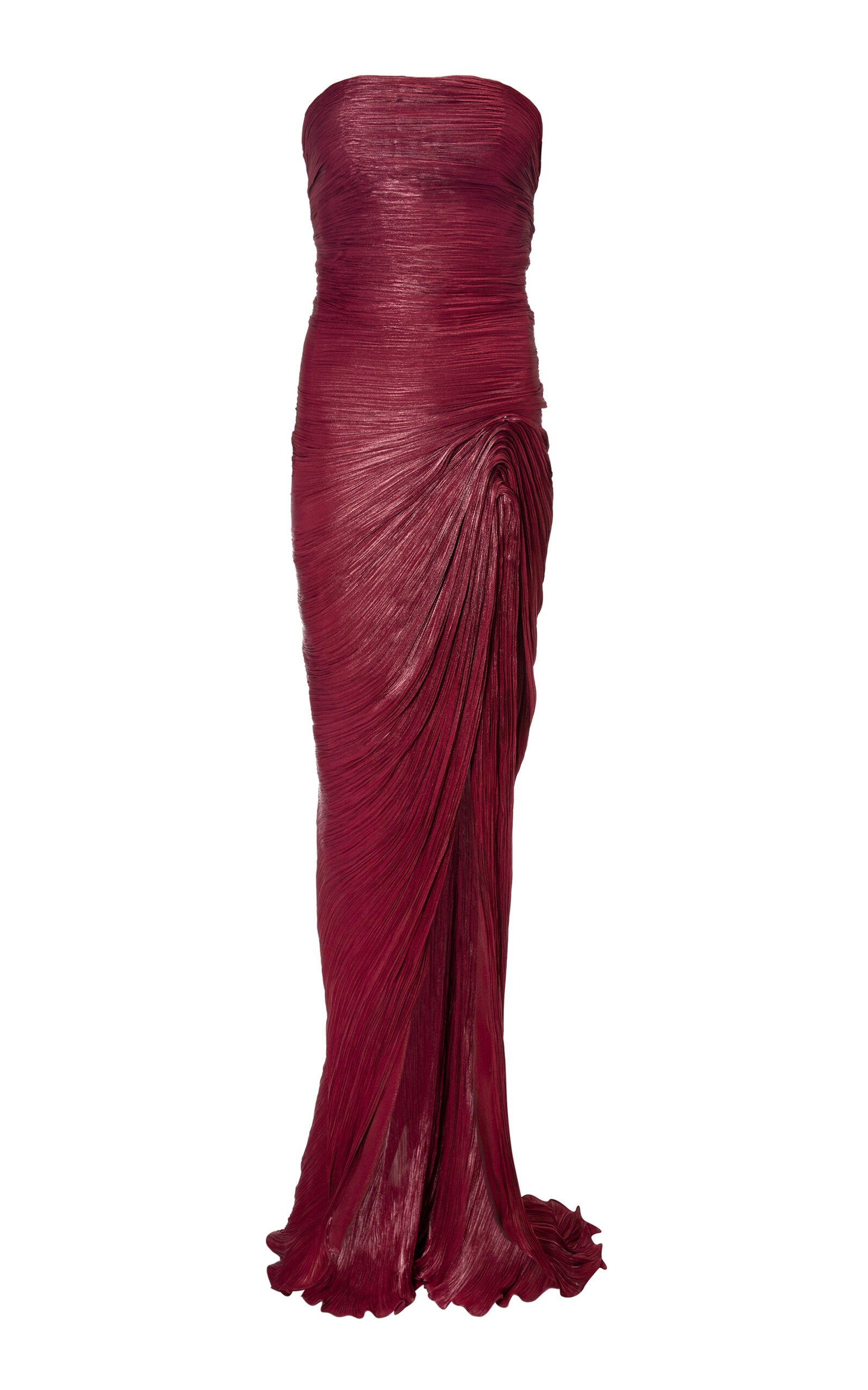 Hand-Pleated Satin Gown Gentle beautiful and grand