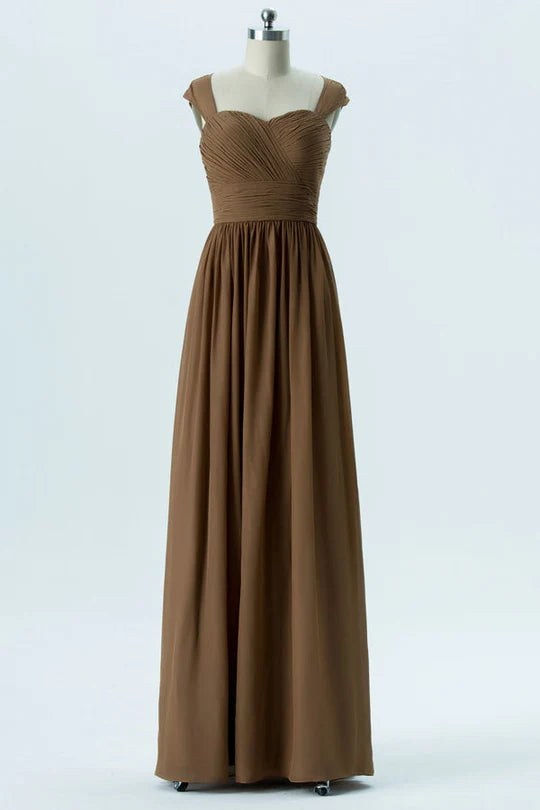 Brown Sweetheart Cutout Back Bridesmaid Dress