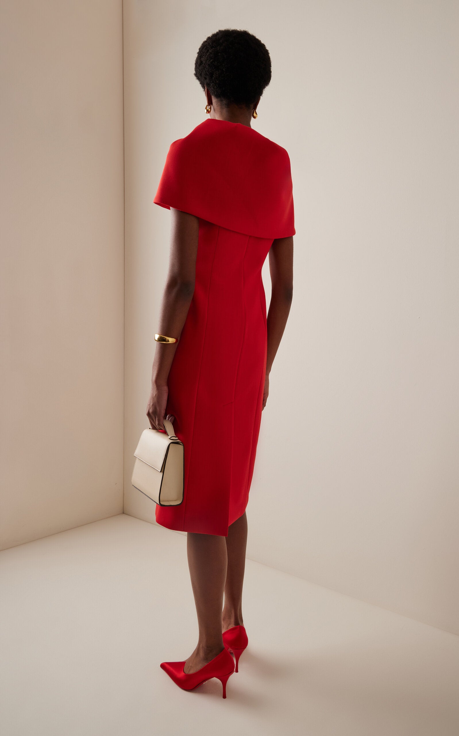 Draped Bonded Wool Midi Dress Simple gentle beautiful and grand