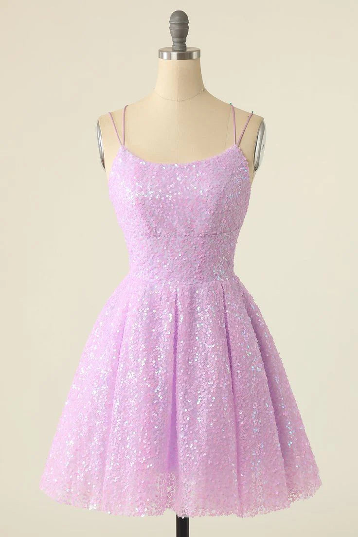 Light Green Sequins A-Line Lace-Up Homecoming Dress Simple atmospheric beautiful and unique design