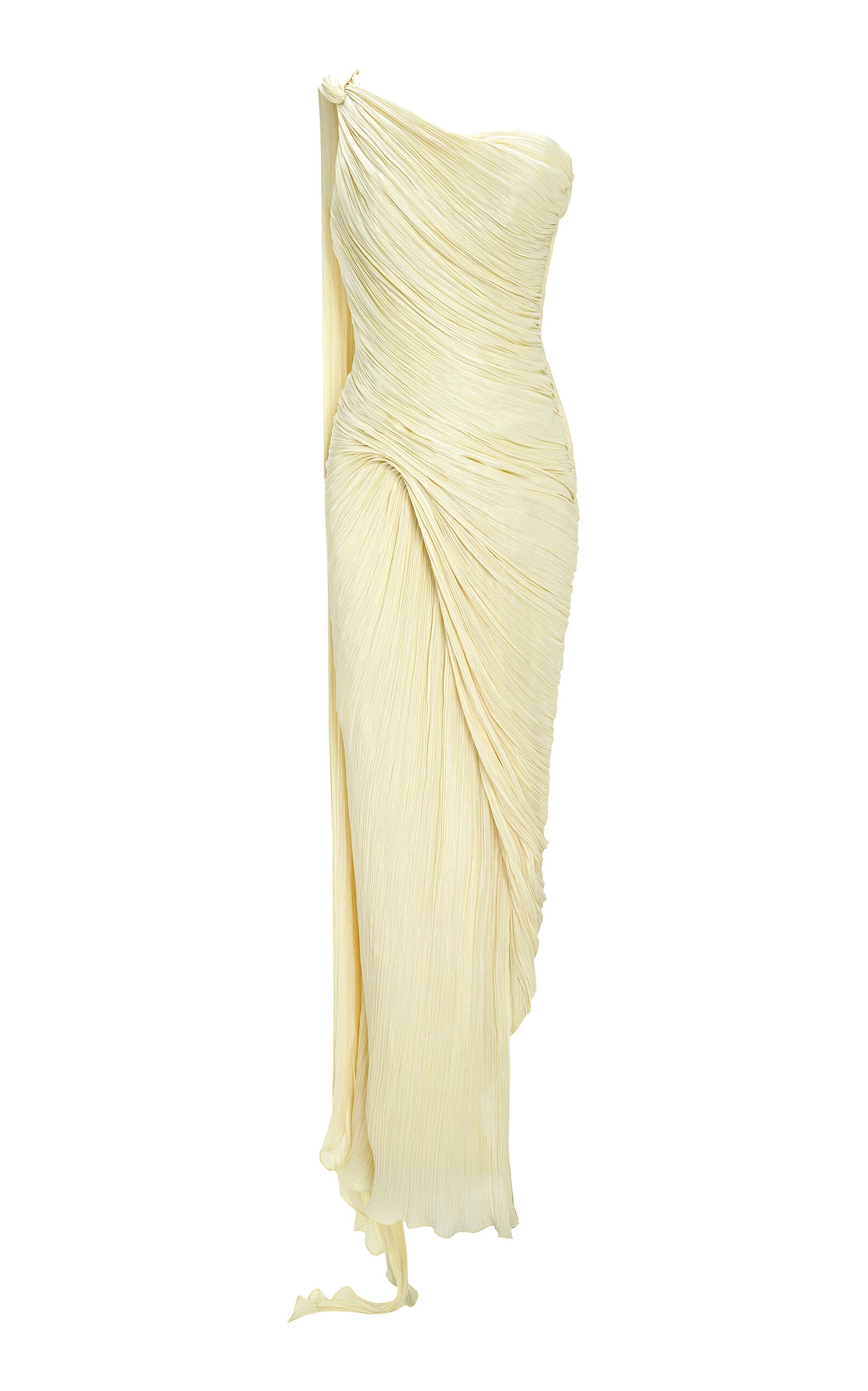 Pleated Asymmetric Silk-Chiffon Gown Gentle beautiful and grand