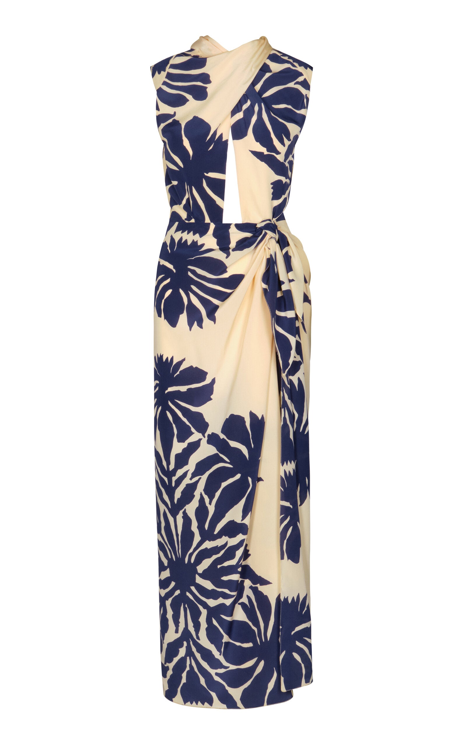 Cutout Silk Midi Dress Full of charm simple and atmospheric