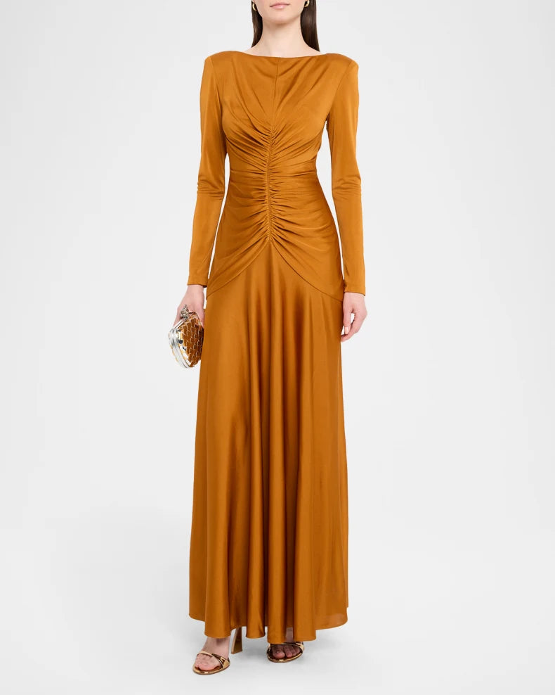 Thea Ruched Glossy Jersey Gown Beautiful and charming simple and unique design