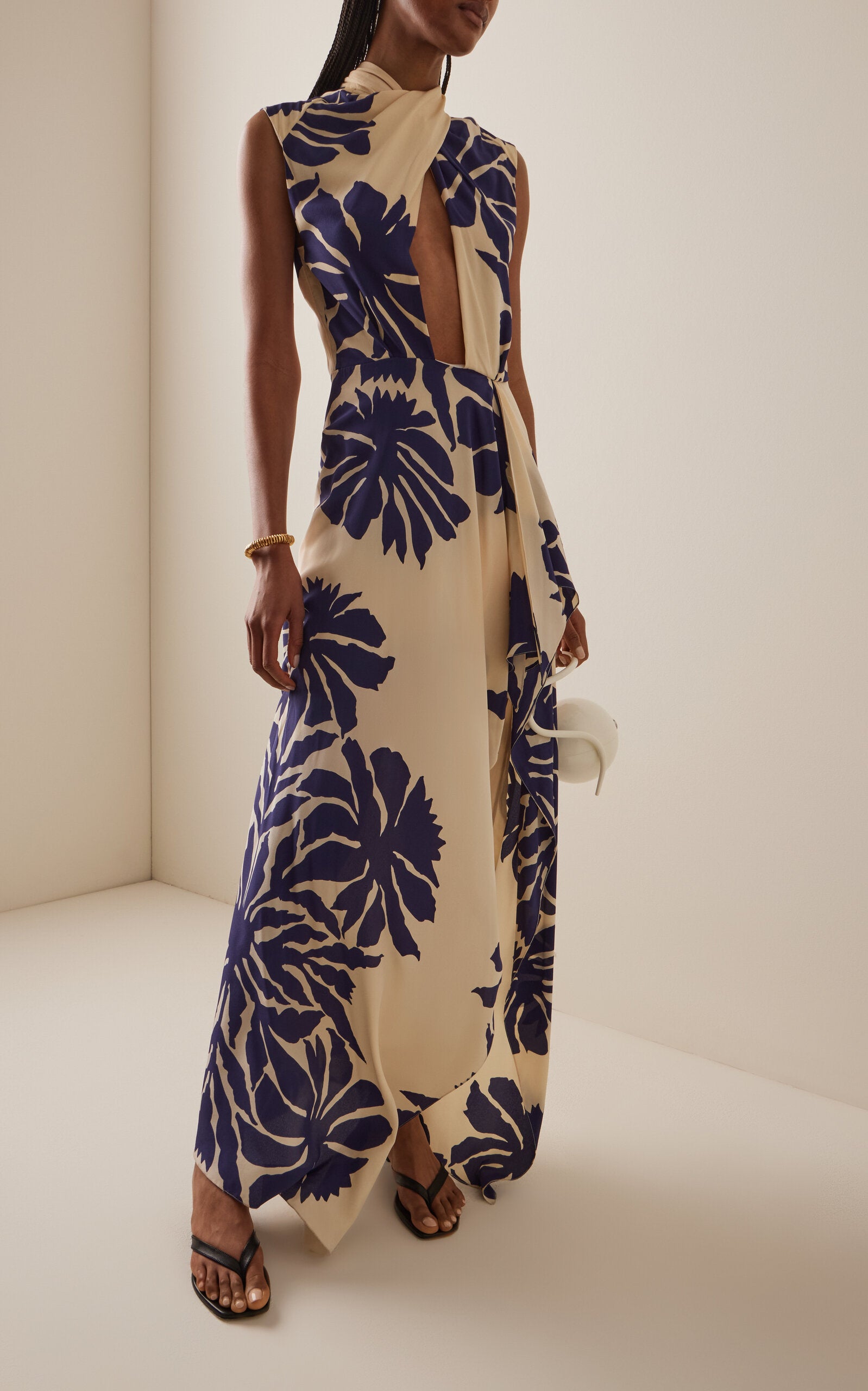 Cutout Silk Midi Dress Full of charm simple and atmospheric