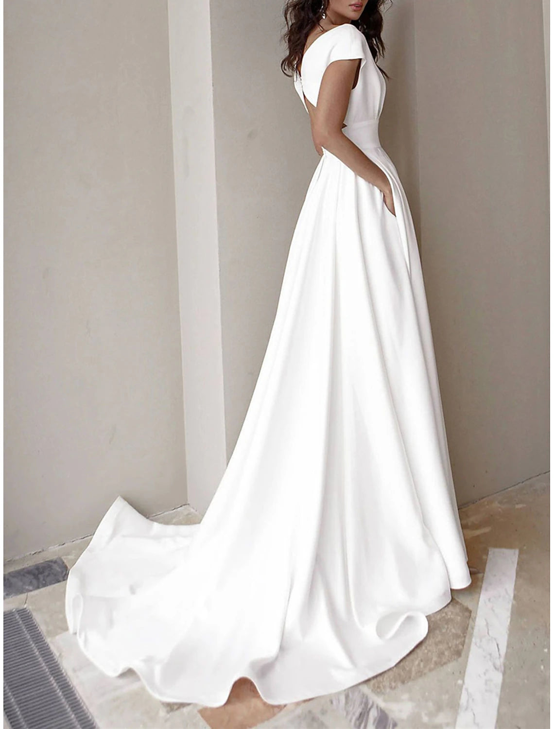 Women's White Dress Prom Dress Party Dress Ruffle Pocket V Neck Short Sleeve Wedding Guest Special Occasion Elegant Black White Summer Spring