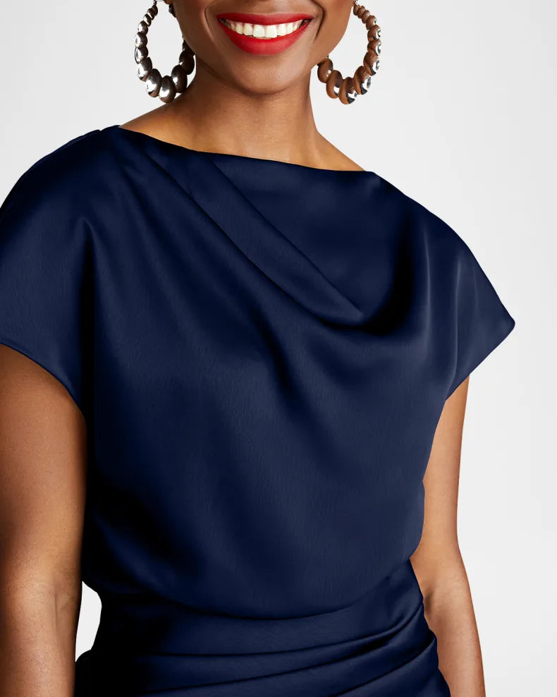 Charming and unique design Beautiful generous simple Draped Satin Trumpet Gown