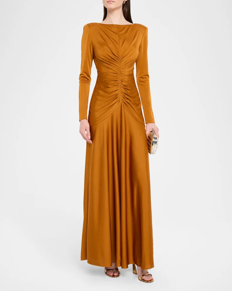 Thea Ruched Glossy Jersey Gown Beautiful and charming simple and unique design