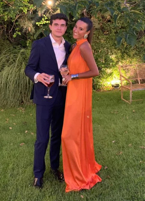 Orange simple prom dress Evening Gown Party Dress