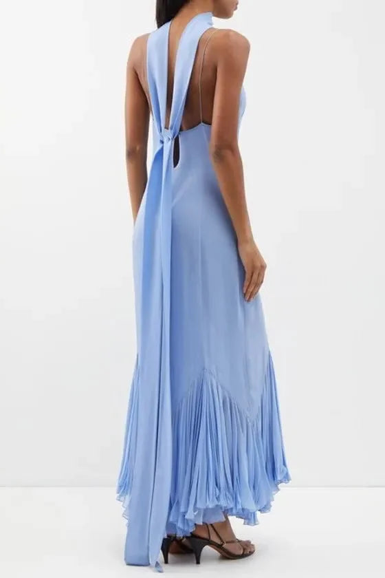 Frill Backless Slip Midi Dress Simple atmospheric beautiful and unique design