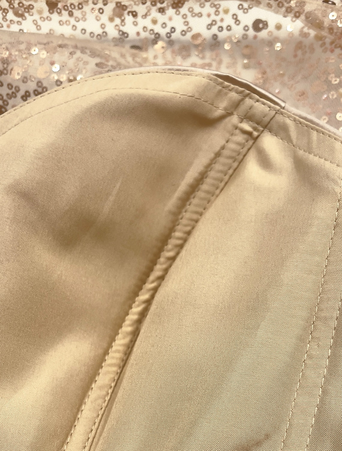 Mermaid Sequin Evening Gown Ruched Champagne Satin Dress Long Sleeves Masquerade Floor Length Illusion Neck with Pearls Overskirt dress