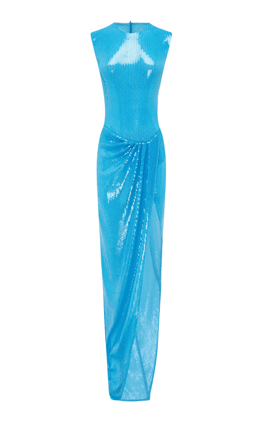 Party Dresses Sleeveless Ruched Sequin Embellished Gown Gentle beautiful and grand