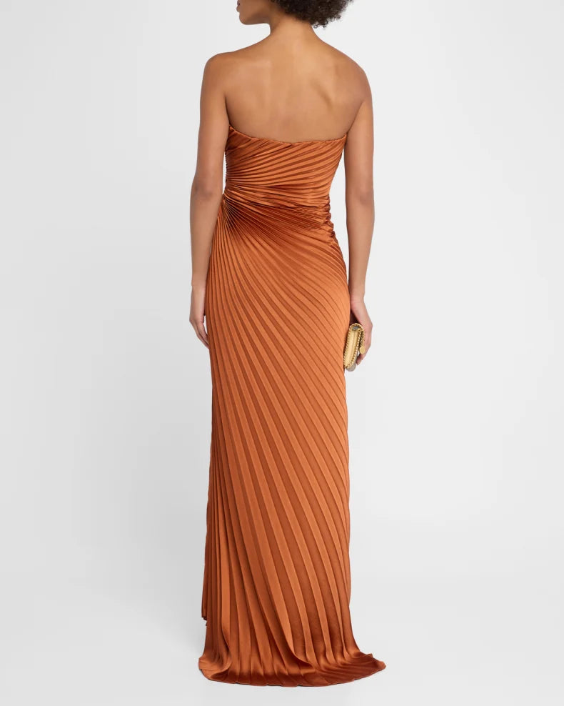Simple beautiful generous and full of charm Layla Pleated Strapless Gown