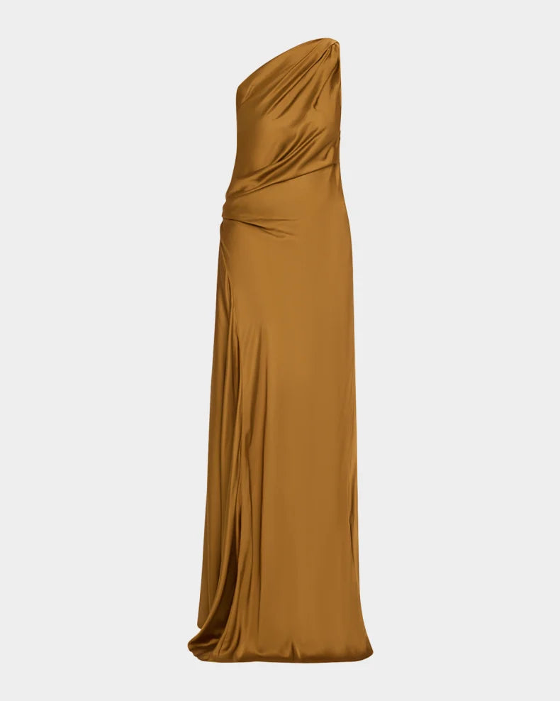 Charming and unique design Beautiful generous simple Aster One-Shoulder Satin Gown