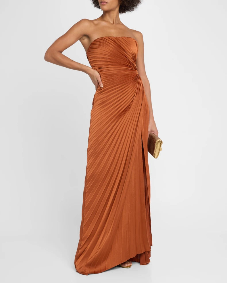 Simple beautiful generous and full of charm Layla Pleated Strapless Gown