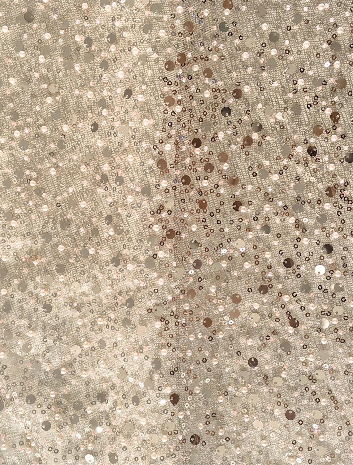 Mermaid Sequin Evening Gown Ruched Champagne Satin Dress Long Sleeves Masquerade Floor Length Illusion Neck with Pearls Overskirt dress