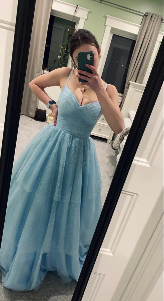 Sexy Long Blue Evening Dress Prom Gown