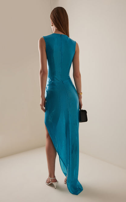 Party Dresses Sleeveless Ruched Sequin Embellished Gown Gentle beautiful and grand