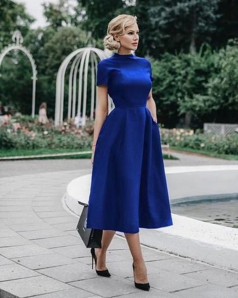 Royal Blue Tea Length Homecoming Dress