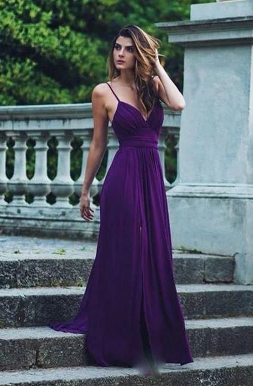 V Neck Long Prom Dress Evening Dress