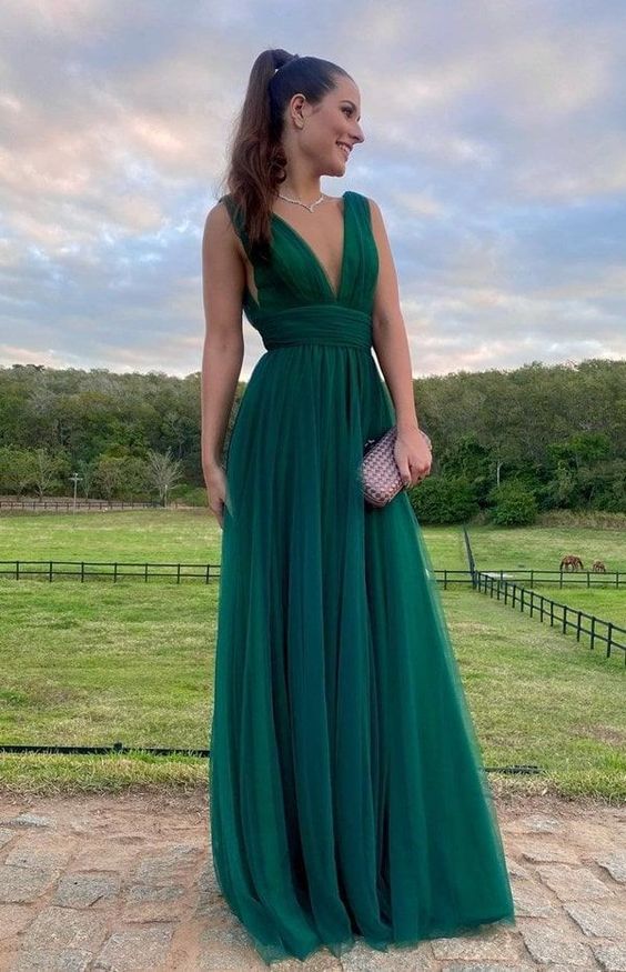 Stunning and Elegant Princess Party Wear Gown Green Prom Dresses