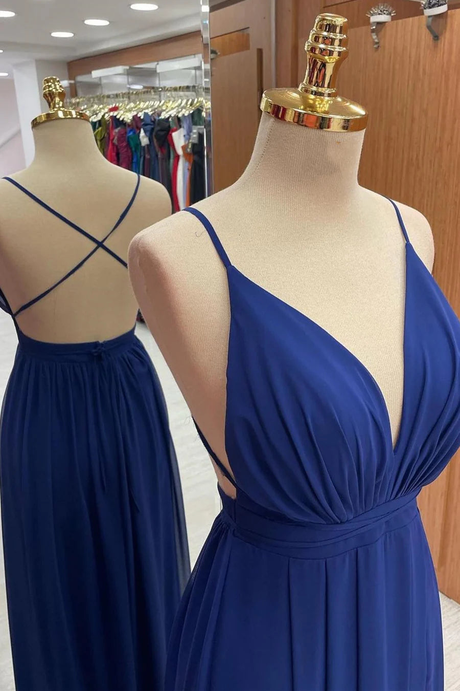 Plunge V Cross Back Maxi Dress Simple gentle grand and beautiful
