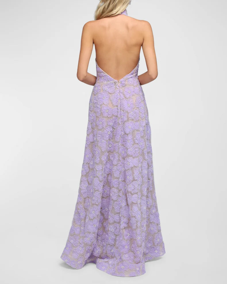 Marcella Beaded Backless Halter Gown Beautiful and charming simple and unique design