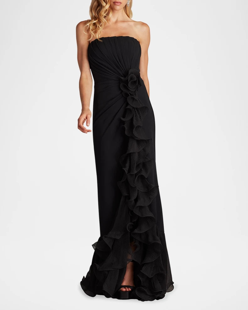 Simple beautiful generous and full of charm Pleated Strapless Ruffle Gown