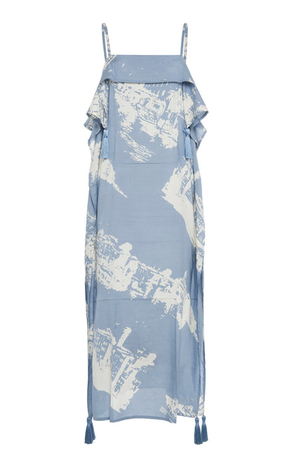 Draped Silk-Cotton Midi Dress Full of charm simple and atmospheric