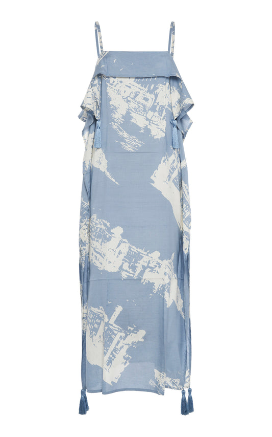 Draped Silk-Cotton Midi Dress Full of charm simple and atmospheric